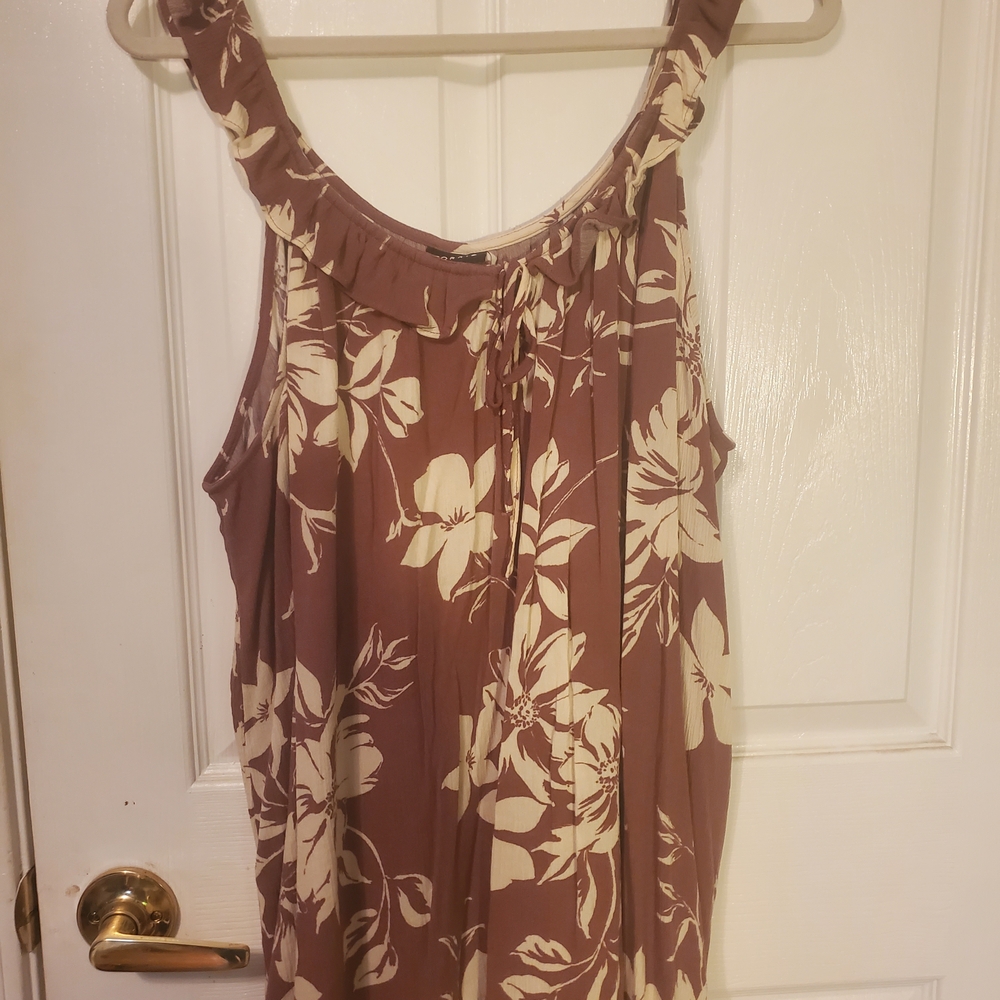 Torrid Size 3 Floral Sleeveless Blouse - Mauve and Cream